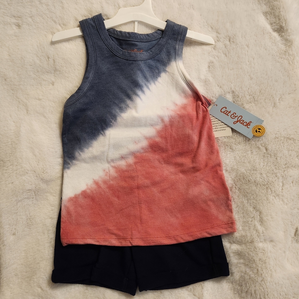 Cat & Jack Tie Dye Tank & Short Two Piece Set New With Tag Size 2T